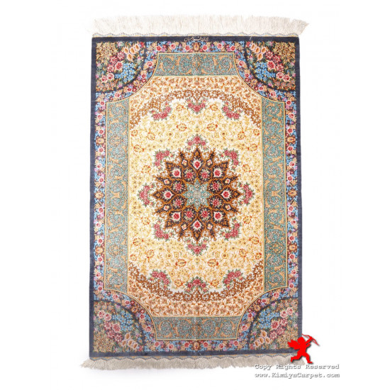Medallion Design Silk Qum Rug - RQ5008 Medallion Design Silk Qum Rug - RQ5008