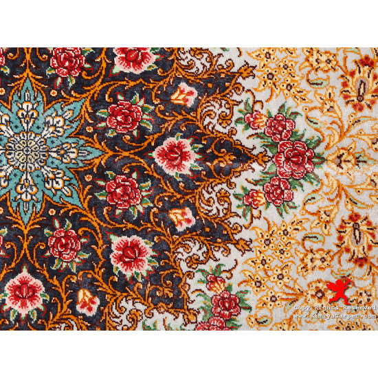 Medallion Design Silk Qum Rug - RQ5008 Medallion Design Silk Qum Rug - RQ5008