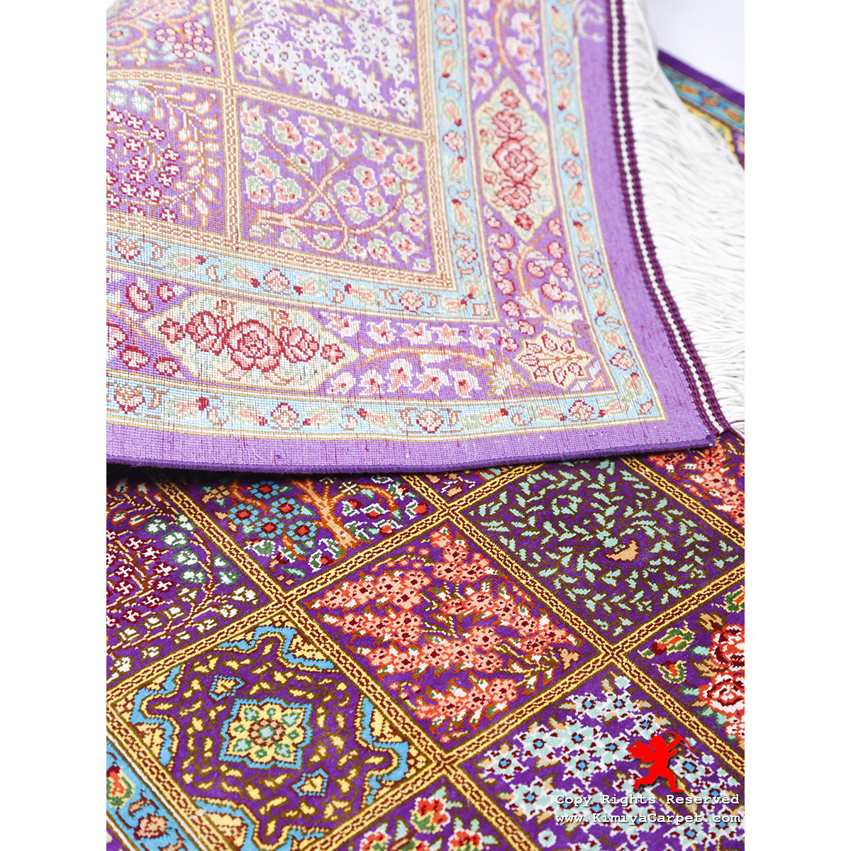 Elegant Kheshti Design Silk Qum Rug - RQ5026