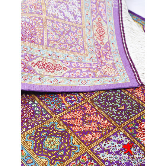 Elegant Kheshti Design Silk Qum Rug - RQ5026 Elegant Kheshti Design Silk Qum Rug - RQ5026