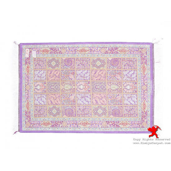 Elegant Kheshti Design Silk Qum Rug - RQ5026 Elegant Kheshti Design Silk Qum Rug - RQ5026