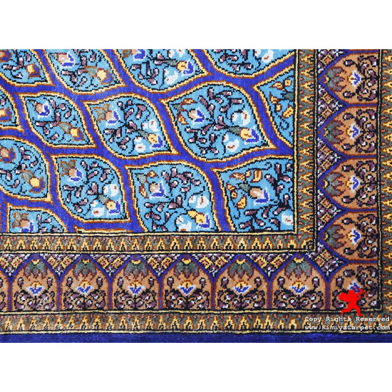 Gonbadi Design Silk Qum Rug - RQ5038 Gonbadi Design Silk Qum Rug - RQ5038