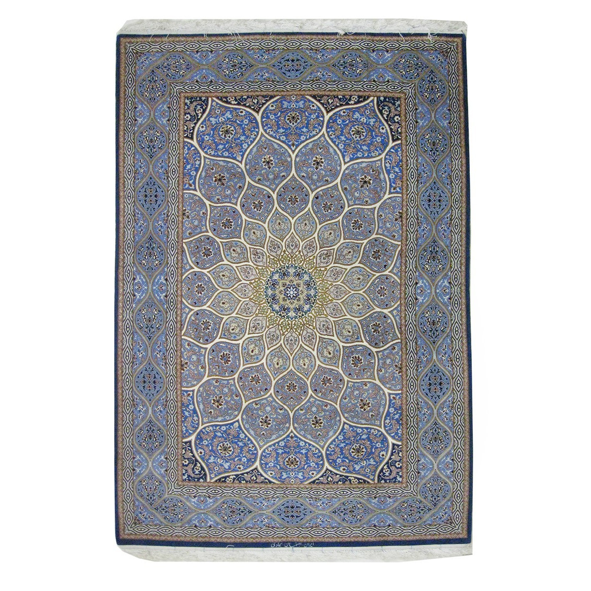 Gonbadi Design Silk & Wool Isfahan Persian Rug  -  RI5010