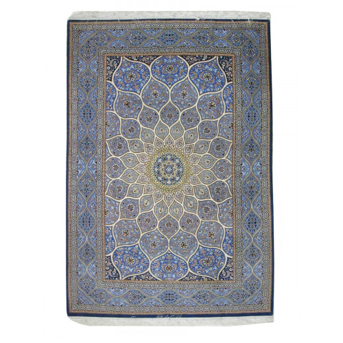 Gonbadi Design Silk & Wool Isfahan Persian Rug  -  RI5010