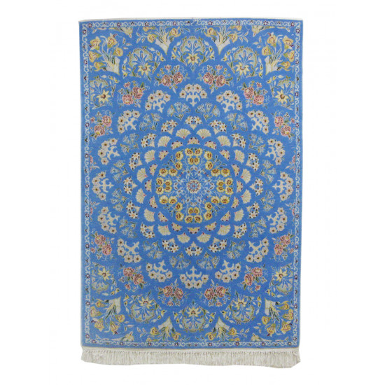 Gonbad Medallion Design Wool & Cotton Isfahan Persian Rug - RN5007 Gonbad Medallion Design Wool & Cotton Isfahan Persian Rug - RN5007