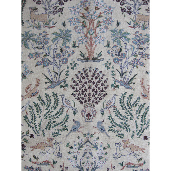 Flower Design Wool & Cotton Nain Persian Rug - RN5011 Flower Design Wool & Cotton Nain Persian Rug - RN5011