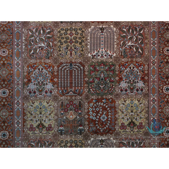 Elegant Kheshti Design Silk Qum Rug - RQ4051 Elegant Kheshti Design Silk Qum Rug - RQ4051