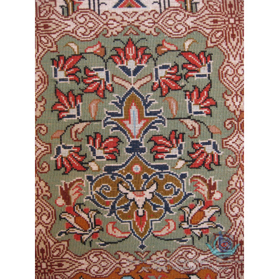 Elegant Kheshti Design Silk Qum Rug - RQ4051 Elegant Kheshti Design Silk Qum Rug - RQ4051