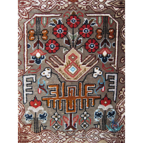 Elegant Kheshti Design Silk Qum Rug - RQ4051 Elegant Kheshti Design Silk Qum Rug - RQ4051