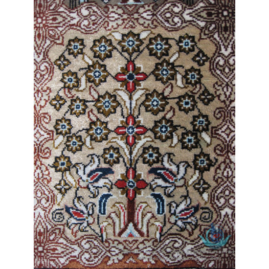 Elegant Kheshti Design Silk Qum Rug - RQ4051 Elegant Kheshti Design Silk Qum Rug - RQ4051