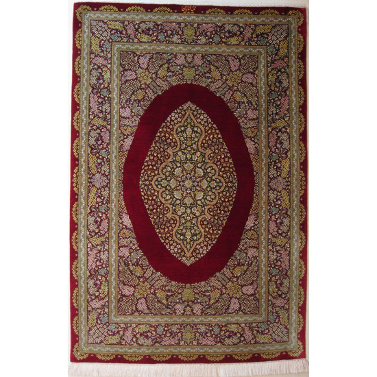 Medallion Design Silk Qum Rug - RQ4055 Medallion Design Silk Qum Rug - RQ4055
