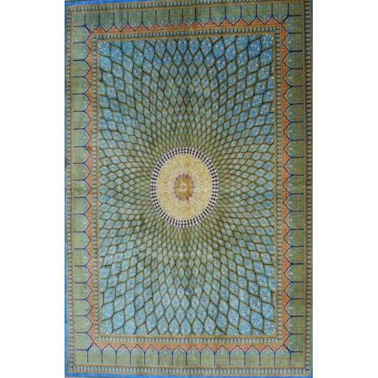 Gonbadi Design Silk Qum Rug - RQ5050 Gonbadi Design Silk Qum Rug - RQ5050